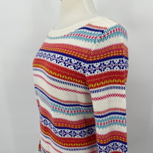 Talbots Pullover Sweater Fair Isle Stripe Patterned Lambs Wool NEW Womens Medium - Picture 5 of 8